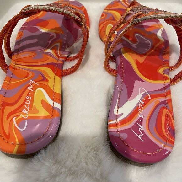 Women Shoes Sandals Size 6 1/2 Circus NY Sam Edelman OrangeMedallion Tie Dye NEW - Picture 10 of 12